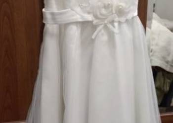 Sukienka okolicznościowa po komunii do kolan biała elegancka r.146-152