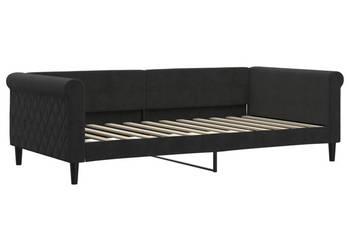 Sofa z funkcją spania czarna obita aksamitem 100x200 cm WM-354255
