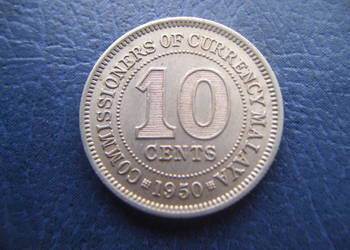 Stare monety 10 cent 1950 Malaje