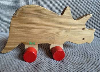 Erzi duży drewniany dinozaur na kółkach