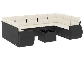 10-cz. zestaw wypoczynkowy do ogrodu poduszki czarny rattan PE WM-3221805