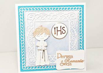 Kartka komunijna dla chłopca ręcznnie robiona/Kartka na komunię