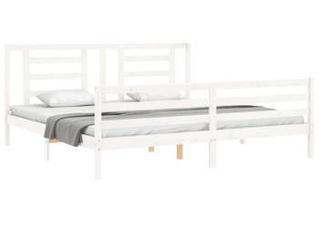 Rama łóżka z wezgłowiem biała lite drewno 200x200 cm WM-3194722