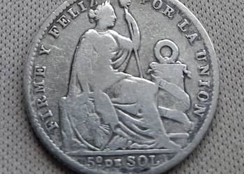 PERU 1901 r-,,JF,, SREBRO (0,900) 1/5 SOL
