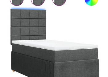 Łóżko kontynentalne z materacem ciemnoszara tkanina 80x200 cm WM-3294184
