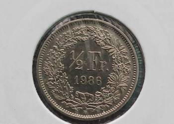 1/2 Franka Szwajcaria 1986 UNC