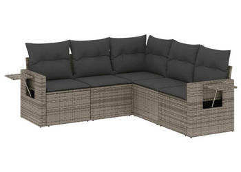 5-cz. zestaw wypoczynkowy do ogrodu poduszki szary rattan PE WM-3220149