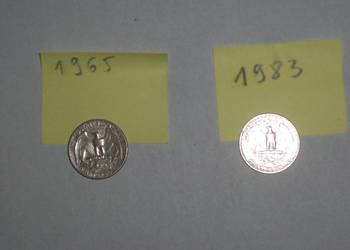 Moneta quarter dollar liberty 1965, 1966 i 1983 kolekcjon