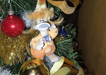 Figurka kaczor z bombką, ozdoba na choinkę