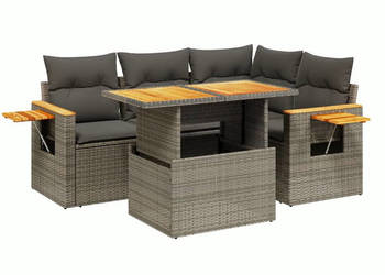 5-cz. zestaw wypoczynkowy do ogrodu poduszki szary rattan PE WM-3273503