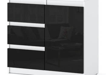 Komoda Młodzieżowa 3 Szuflady 80cm Do Sypialni Salonu Biała Czarna Połysk