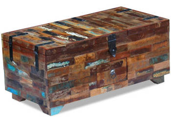 Stolik kawowy-skrzynia z drewna odzyskanego 80x40x35 cm WM-243320