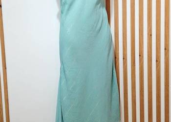 L Turkusowa sukienka z bocznym trenem