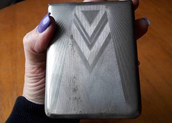 Stara papierośnica w stylu Art Deco mosiądz plater Stara papierośnica w stylu Art Deco mosiądz plater