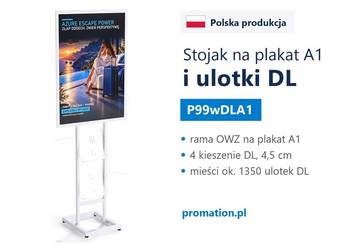 Biały jednostronny stoja na plakat A1 oraz ulotki reklamowe DL
