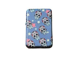 Szara Zapalniczka Benzynowa z Czerwonymi Czaszkami i Pastelowymi gwiazdami