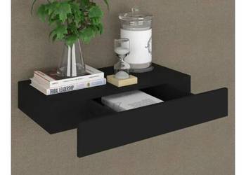 Wisząca półka ścienna z szufladą, czarna,