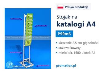 Stojak druciany na katalogi reklamowe A4 wolnostojący - solidny metalowy