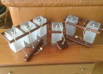 Komplet lamp wiszących z  1- 2 i 3  szklanymi kloszami
