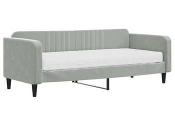 Sofa z materacem do spania jasnoszara aksamit 90x200 cm WM-3197039