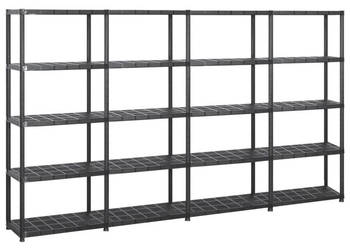 Regał 5-poziomowy czarny 284x38x170 cm plastik WM-3059860