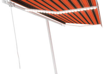 Ręcznie zwijana markiza z LED 400x300 cm pomarańczowo-brązowa WM-3069545