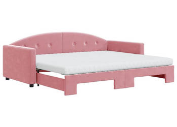 Sofa rozsuwana z materacami różowa aksamit 90x200 cm WM-3197328