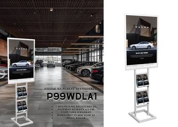 Biały jednostronny stoja na plakat A1 oraz ulotki reklamowe DL