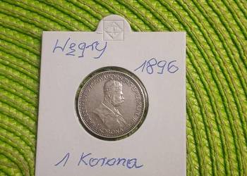 moneta srebrna Węgier 1 korona z 1896r