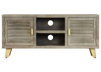 Szafka pod telewizor drewno mango szaro-mosiężna 110x30x48cm WM-246681