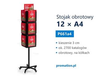 Promation P661a4 obrotowy stojak na katalogi A4 – 12 kieszeni Full-Front