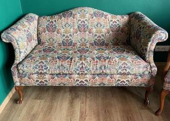 Urocza, bajecznie kolorowa sofka i fotel do kompletu. Vintage, 1980 z USA