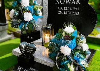 KOMPLET Stroików na Pomnik - Cmentarz z chryzantemami białymi i turkusie