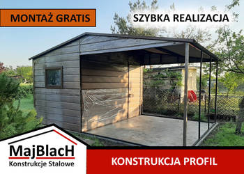 Garaż Blaszany z zadasz. bocznym Brązowy - Garaże Blaszane – Maj-Blach