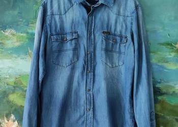koszula dżinsowa rozpinana męska damska z kołnierzykiem casual slim fit