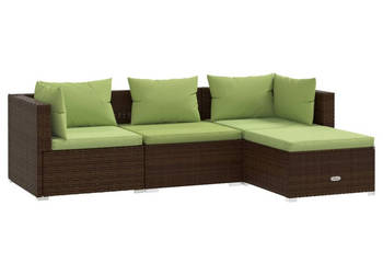 4-cz. zestaw wypoczynkowy do ogrodu poduszki rattan PE brąz WM-3101644