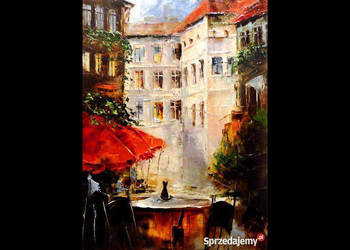 Kowalik - Zaułek II - 30x40cm Obraz Olejny Kotek Architektura