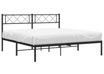 Łóżko Metalowe Czarne Rama Łóżka Ze Stelażem 135x190 cm WM-372276
