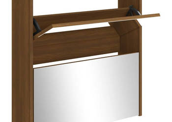 Szafka na buty lustro i 2 szuflady brązowy dąb 63x17x67 cm WM-342634