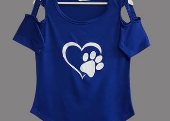 Damska bluzka bawełniana niebieska z krótkim rękawem Cheng Jingyi 36/S Damska bluzka bawełniana niebieska z krótkim rękawem Cheng Jingyi 36/S