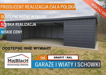 Długi Grafitowy Otwarty GARAŻ BLASZANY|Profil|Montaż| – Maj-BlacH