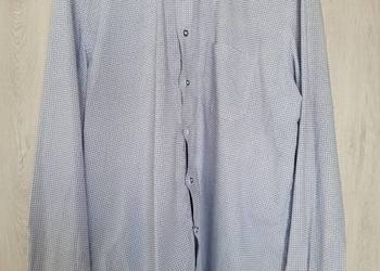 Koszula męska codzienna biała Tudor Weekend 43 wzór niebieskie kwadraty