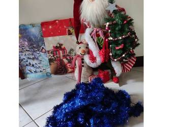 łańcuch choinkowy długi kobaltowy granatowy błyszczący na choinkę