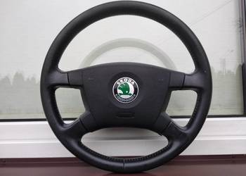 Skoda Fabia I 1 kierownica skórzana skóra Airbag
