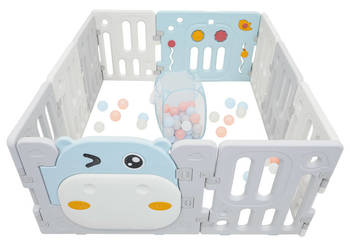 Płotek kojec modułowy Hipcio niebieski 10 paneli piłeczki antypoślizgowy