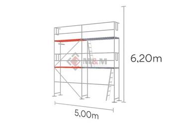 Rusztowanie elewacyjne 5x6,2m, zestaw rusztowania 31m2 Podesty drewniane