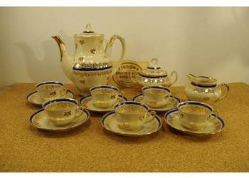 Serwis kawowy Chodzież „Kobalt i Złoto” – 6 osób, porcelana polska