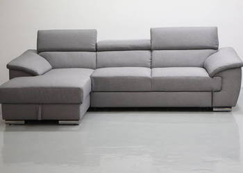 TUI Nowy Szary Narożnik z funkcją spania pojemnik regulowane zagłówki salon