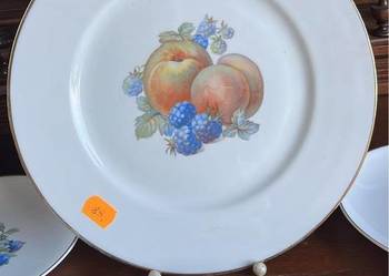 Patera i 5 talerzyków deserowych. Z owocami. Gustavberg. Sweden. Benporslin