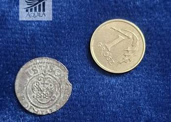 Moneta szeląg Gustaw II Adolf wybita w Rydze